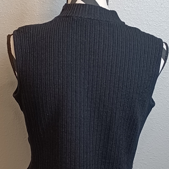St. John Wool Blend Sleeveless Mockneck Old Money Ribbed Knit Sweater Top - Picture 6 of 13